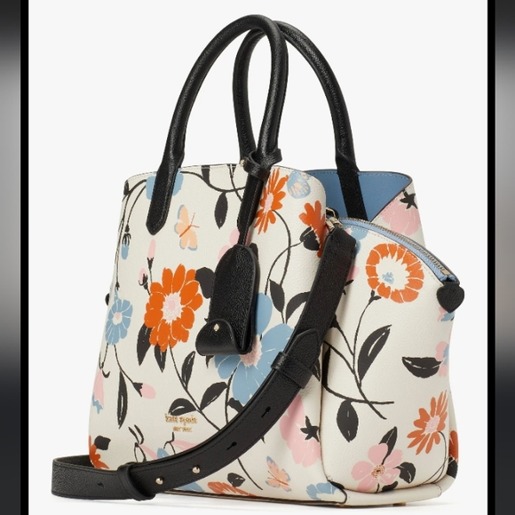 Kate Spade- Avenue Floral Garden Medium Satchel (Multicolor 🩵🩷) - Picture 7 of 15